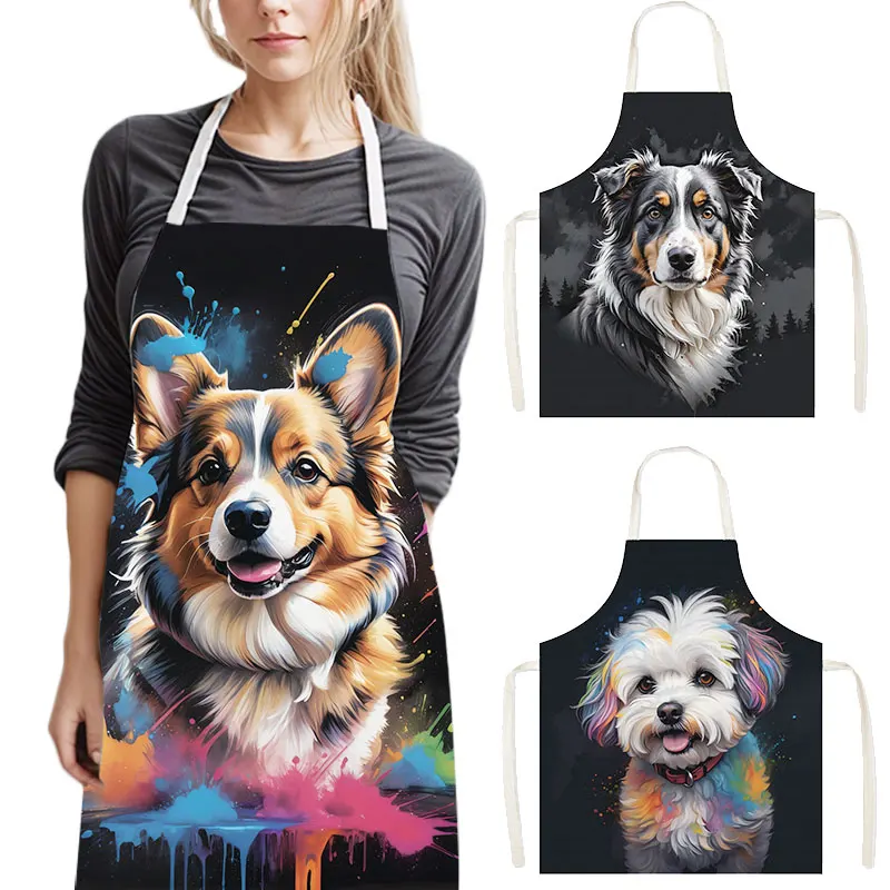 Kitchen Appliances Gift - Celemek Dapur Bergambar Anjing Warna-warni -