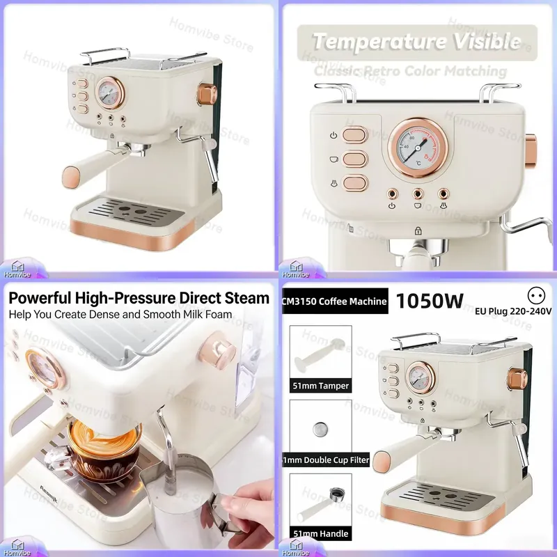Milk Frother Automatic - Mesin Kopi Espresso Semi-Otomatis 20 Bar