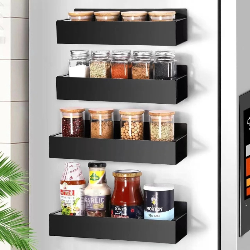 Kitchen Appliances Refrigerators - 2 Paket Rak Bumbu Magnetik Hitam